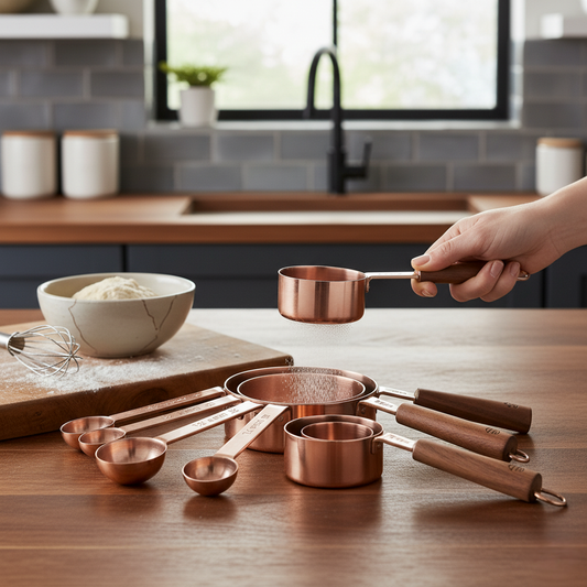 Gleam Stainless Steel Measuring Set with Copper Finish for Kitchen Use