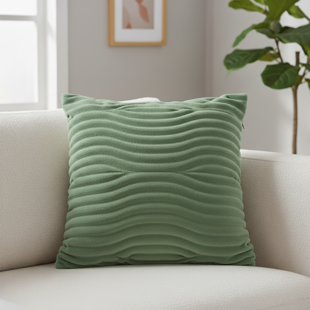 Plush Ridge Cushion Cover with Textured Design for Home Decor