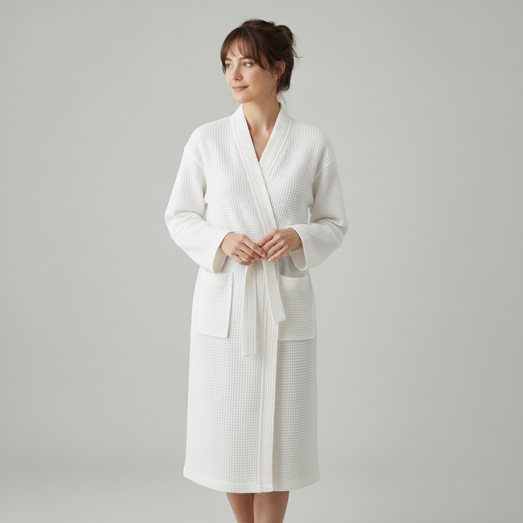 Waffle Weave Cotton Bathrobe for Everyday Home Use