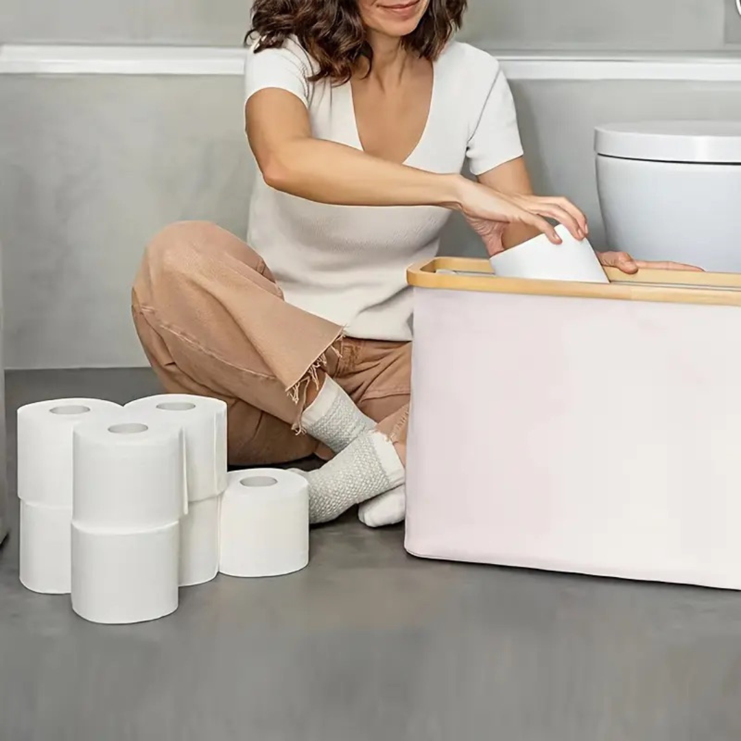 BambooEase Bathroom Roll Holder – Stylish & Organized Storage