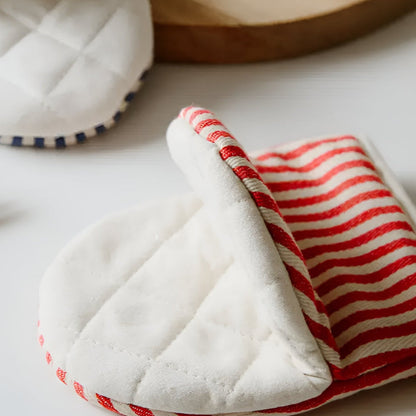 FlameGuard Striped Heat-Resistant Kitchen Mitts for Safe Cooking