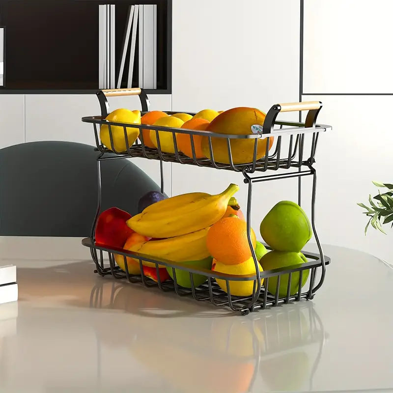 HarvestStack Two-Tier Fruit & Vegetable Organizer – Modern Kitchen Storage