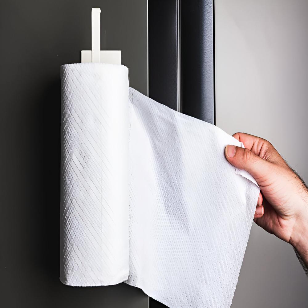 Sleek Mounted Paper Towel Holder – Adhesive & Multi-Purpose Organizer