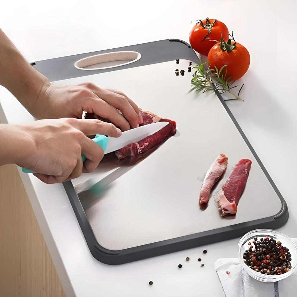 ChefGuard Reversible Stainless Steel Cutting Board for Hygienic Food Prep