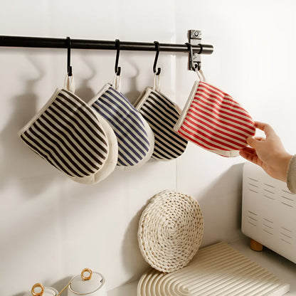 FlameGuard Striped Heat-Resistant Kitchen Mitts for Safe Cooking