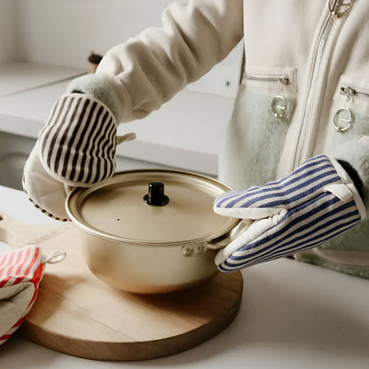 FlameGuard Striped Heat-Resistant Kitchen Mitts for Safe Cooking