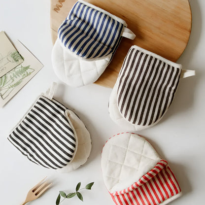 FlameGuard Striped Heat-Resistant Kitchen Mitts for Safe Cooking