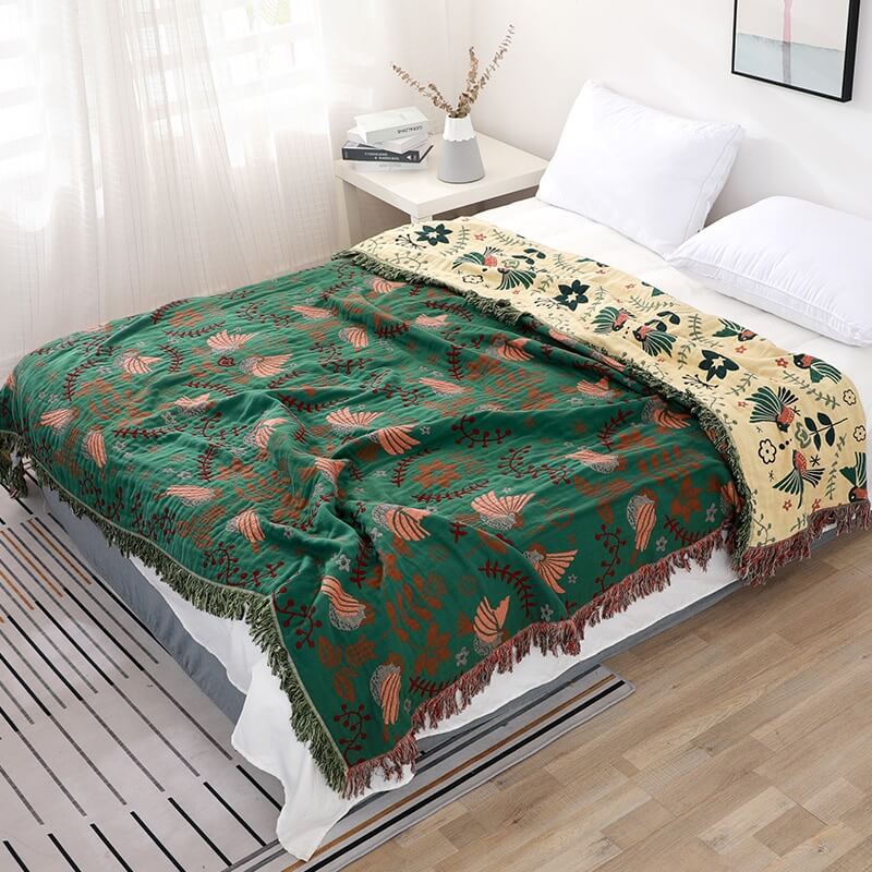 BohoNest Reversible Cotton Blanket – Soft, Decorative Comfort for Any Space