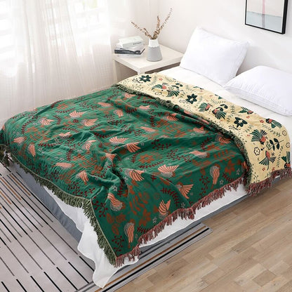 BohoNest Reversible Cotton Blanket – Soft, Decorative Comfort for Any Space