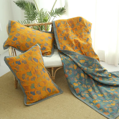 GinkgoLuxe Reversible Cotton Quilt – Elegant Eco-Friendly Comfort