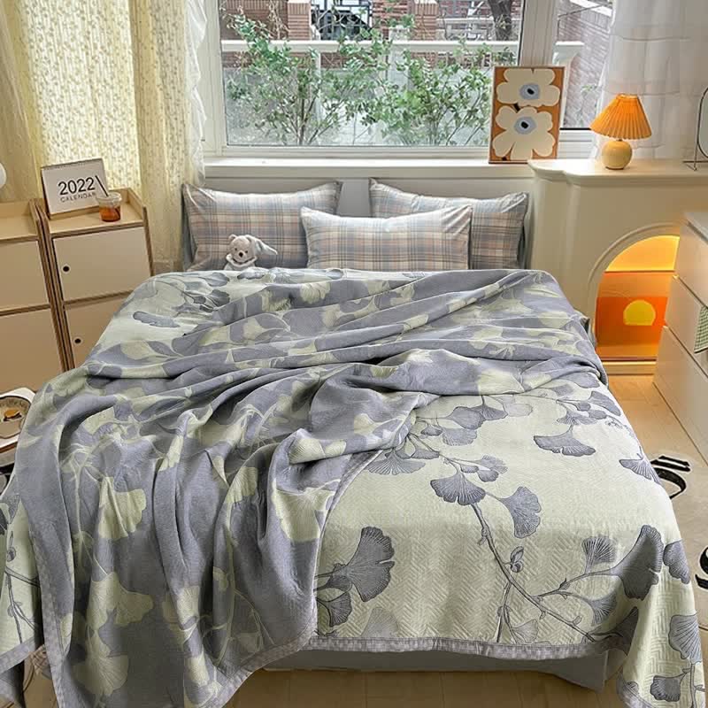 LeafLuxe Reversible Cotton Gauze Quilt – Soft, Eco-Friendly Comfort