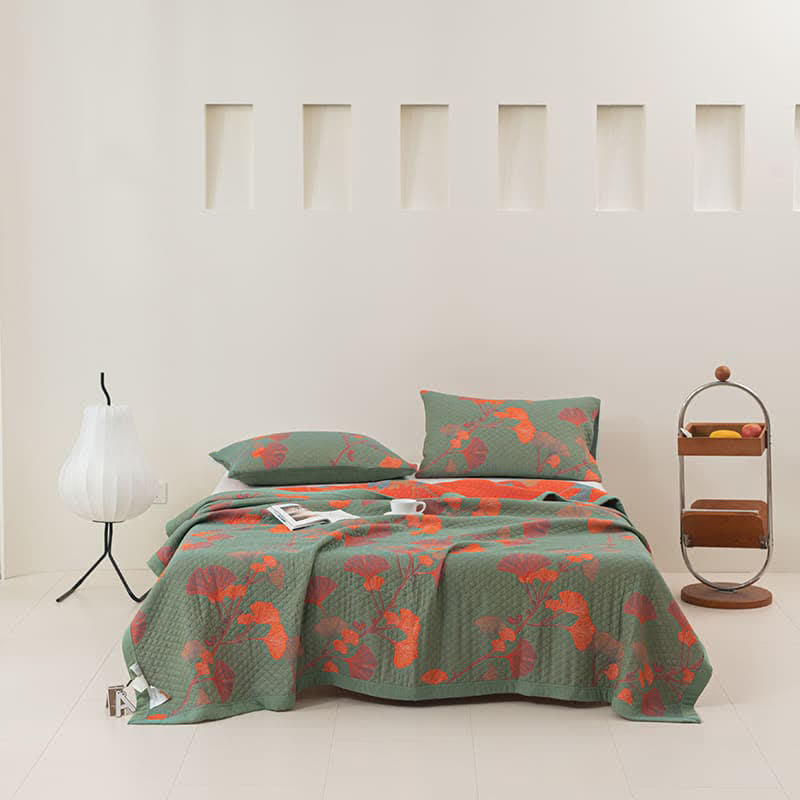 GinkgoGlow Reversible Cotton Quilt – Vibrant, Eco-Friendly Comfort