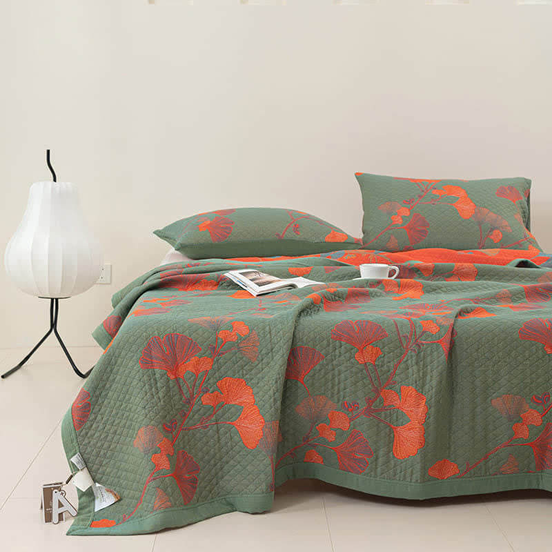 GinkgoGlow Reversible Cotton Quilt – Vibrant, Eco-Friendly Comfort