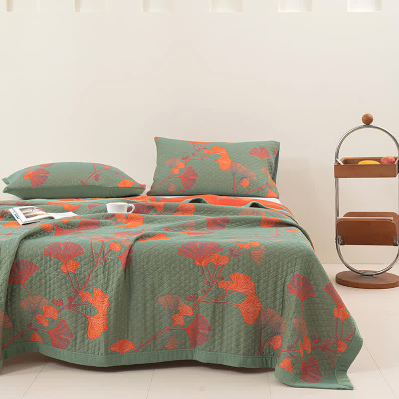 GinkgoGlow Reversible Cotton Quilt – Vibrant, Eco-Friendly Comfort