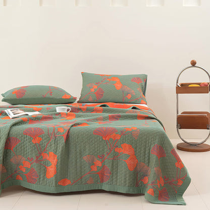 GinkgoGlow Reversible Cotton Quilt – Vibrant, Eco-Friendly Comfort