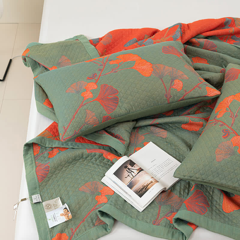 GinkgoGlow Reversible Cotton Quilt – Vibrant, Eco-Friendly Comfort