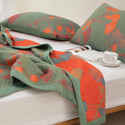 GinkgoGlow Reversible Cotton Quilt – Vibrant, Eco-Friendly Comfort