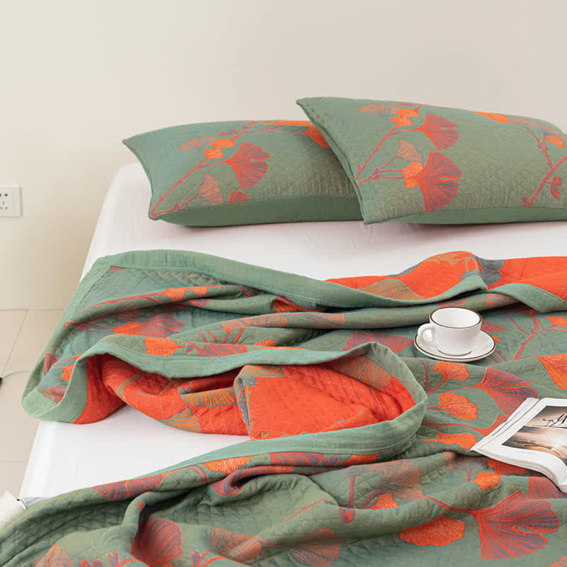 GinkgoGlow Reversible Cotton Quilt – Vibrant, Eco-Friendly Comfort
