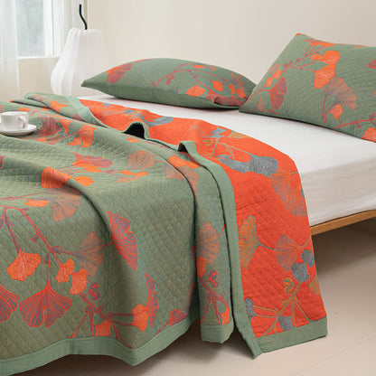 GinkgoGlow Reversible Cotton Quilt – Vibrant, Eco-Friendly Comfort