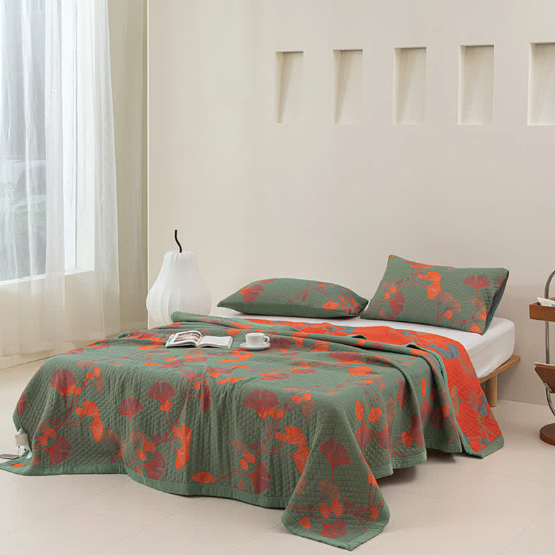 GinkgoGlow Reversible Cotton Quilt – Vibrant, Eco-Friendly Comfort