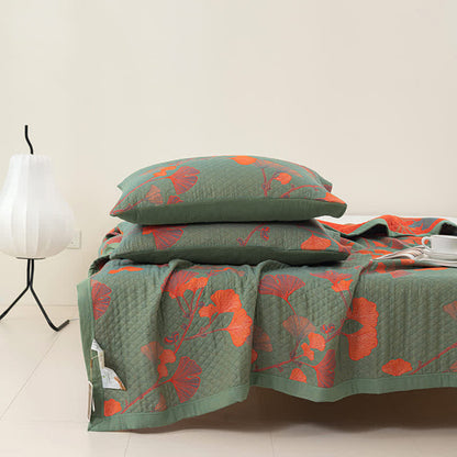 GinkgoGlow Reversible Cotton Quilt – Vibrant, Eco-Friendly Comfort