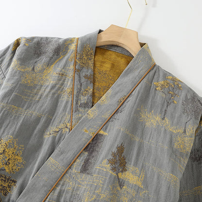 SereniCotton Kimono Pajama Set – Soft, Breathable Comfort with Scenic Elegance