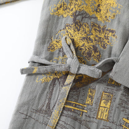 SereniCotton Kimono Pajama Set – Soft, Breathable Comfort with Scenic Elegance