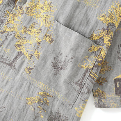 SereniCotton Kimono Pajama Set – Soft, Breathable Comfort with Scenic Elegance