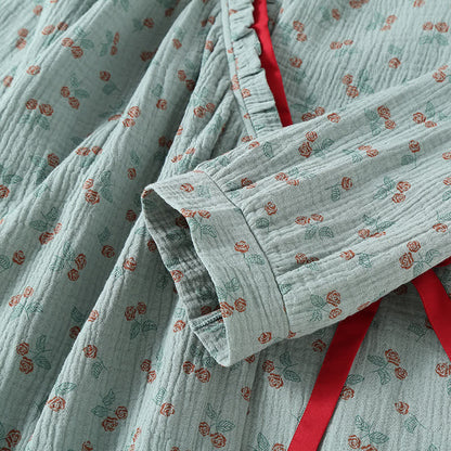RoseMeadow Cotton Gauze Kimono Pajama Set – Soft, Elegant Comfort