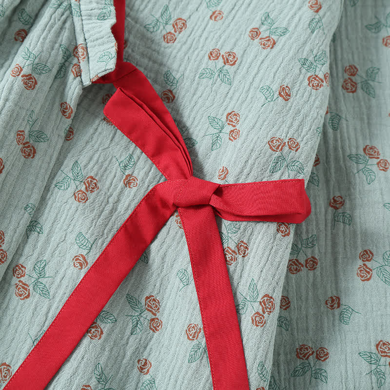 RoseMeadow Cotton Gauze Kimono Pajama Set – Soft, Elegant Comfort