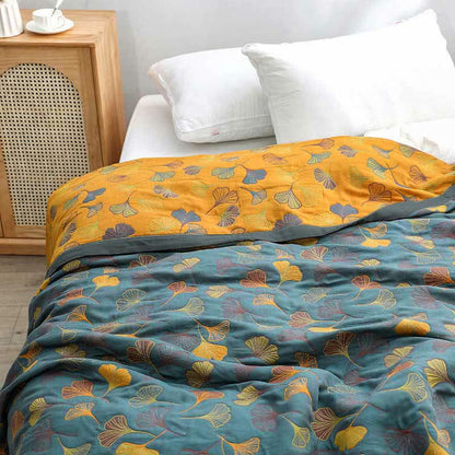 GinkgoLuxe Reversible Cotton Quilt – Elegant Eco-Friendly Comfort