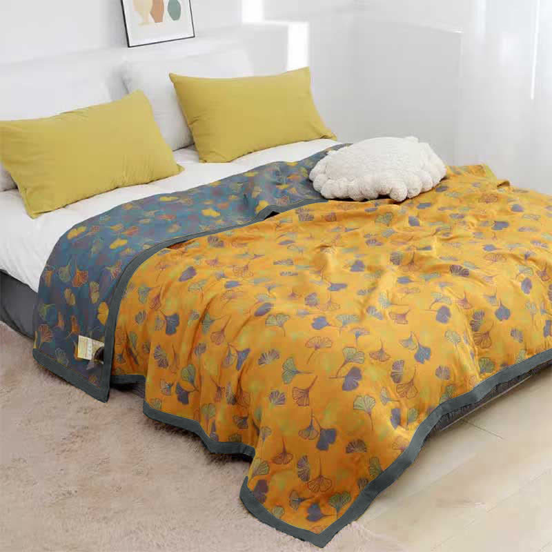 GinkgoLuxe Reversible Cotton Quilt – Elegant Eco-Friendly Comfort