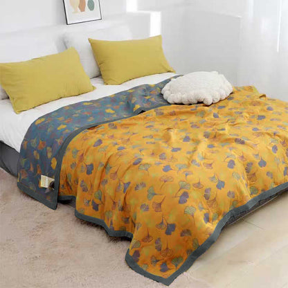 GinkgoLuxe Reversible Cotton Quilt – Elegant Eco-Friendly Comfort