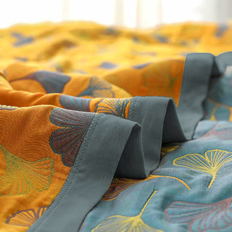 GinkgoLuxe Reversible Cotton Quilt – Elegant Eco-Friendly Comfort