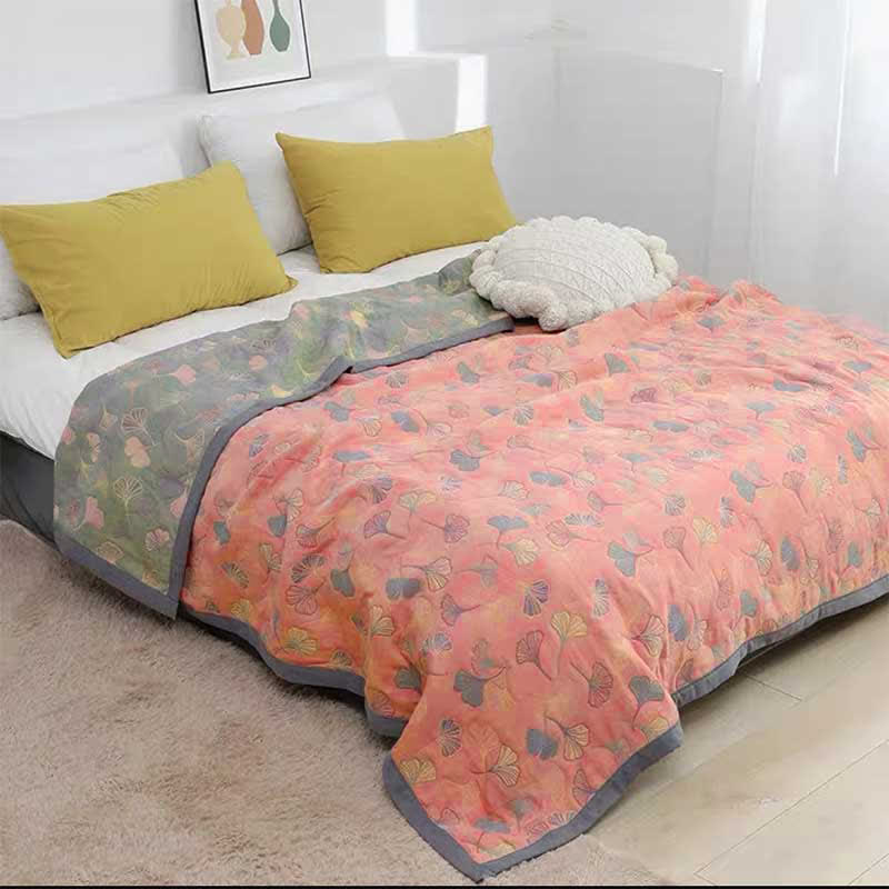 GinkgoLuxe Reversible Cotton Quilt – Elegant Eco-Friendly Comfort