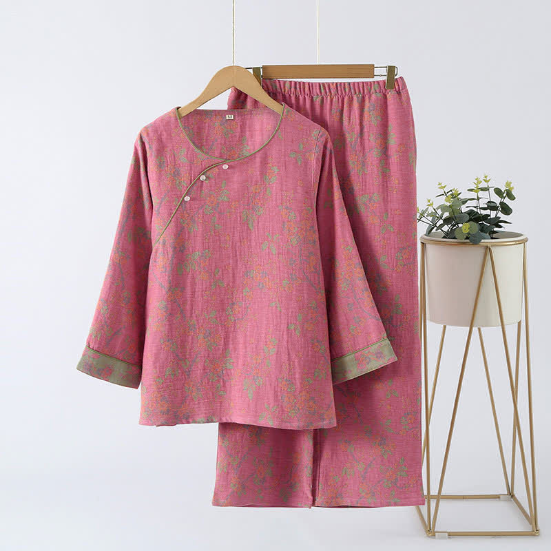 VintageBloom Cotton Loungewear Set – Soft, Chic Comfort for Relaxation
