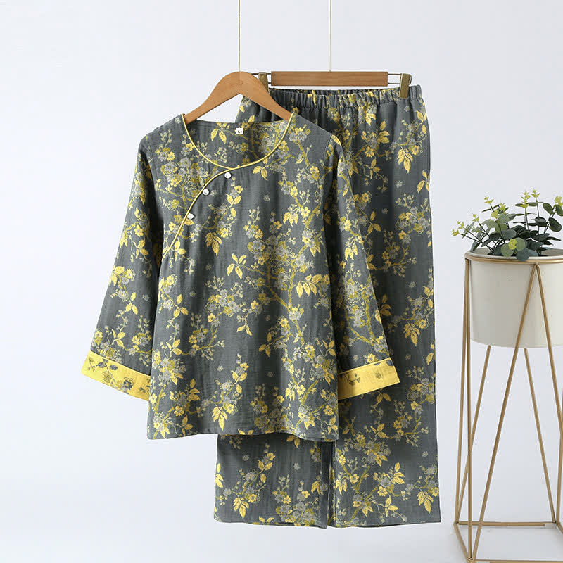 VintageBloom Cotton Loungewear Set – Soft, Chic Comfort for Relaxation