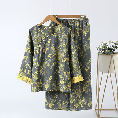 VintageBloom Cotton Loungewear Set – Soft, Chic Comfort for Relaxation