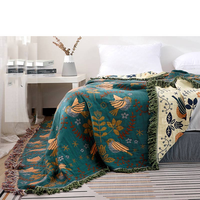 BohoNest Reversible Cotton Blanket – Soft, Decorative Comfort for Any Space
