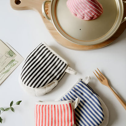 FlameGuard Striped Heat-Resistant Kitchen Mitts for Safe Cooking