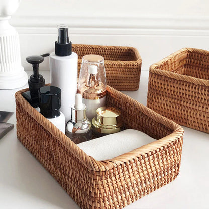 HavenWoven Rectangular Rattan Basket – Stylish & Functional Storage