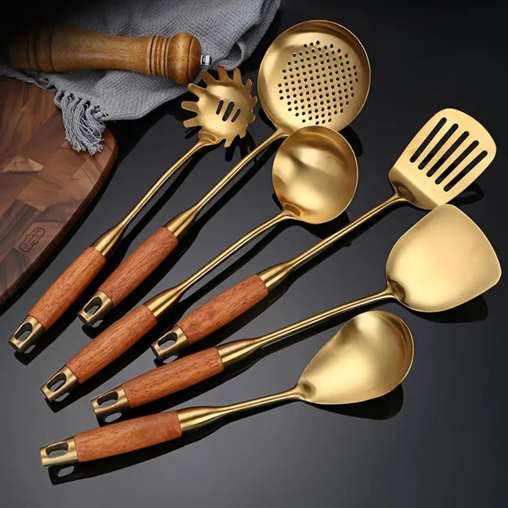 AuroraGold 6-Piece Kitchen Utensil Set – Stylish & Durable