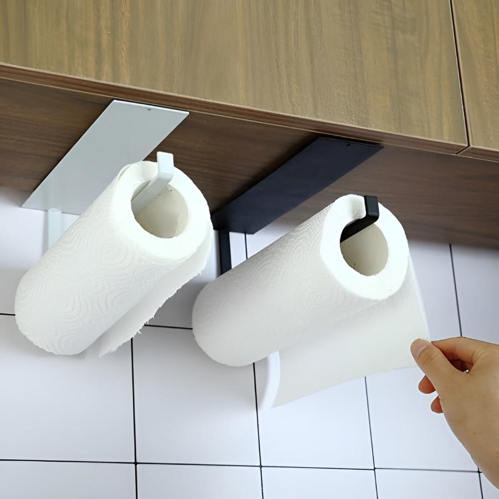 Sleek Mounted Paper Towel Holder – Adhesive & Multi-Purpose Organizer