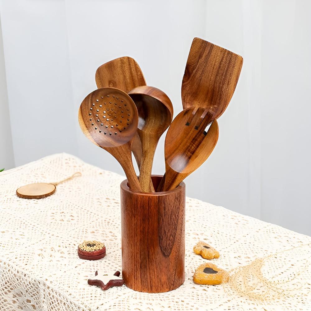 EcoWood Countertop Utensil Holder – Sleek, Durable & Organized