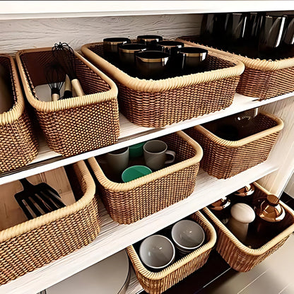 HavenWoven Rectangular Rattan Basket – Stylish & Functional Storage