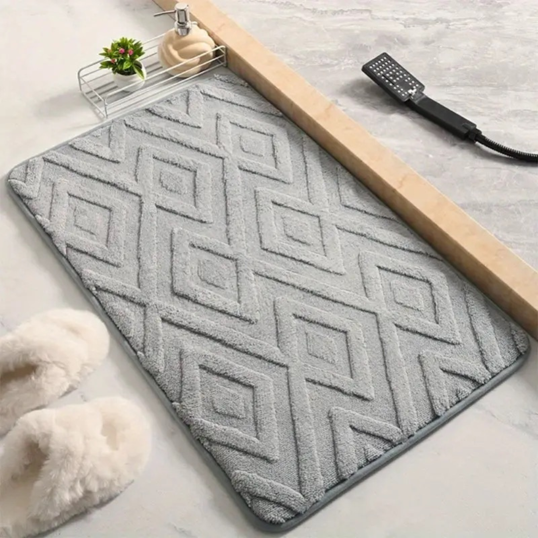 LuxeDiamond Jacquard Bath Mat – Plush, Absorbent & Non-Slip