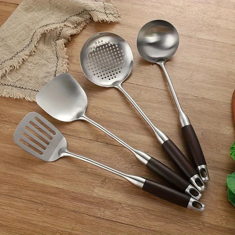 LuxeChef Fusion Stainless and Wood 6-Piece Kitchen Utensil Set