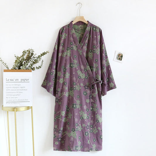 PlumElegance Jacquard Cotton Bathrobe – Soft, Sophisticated Comfort