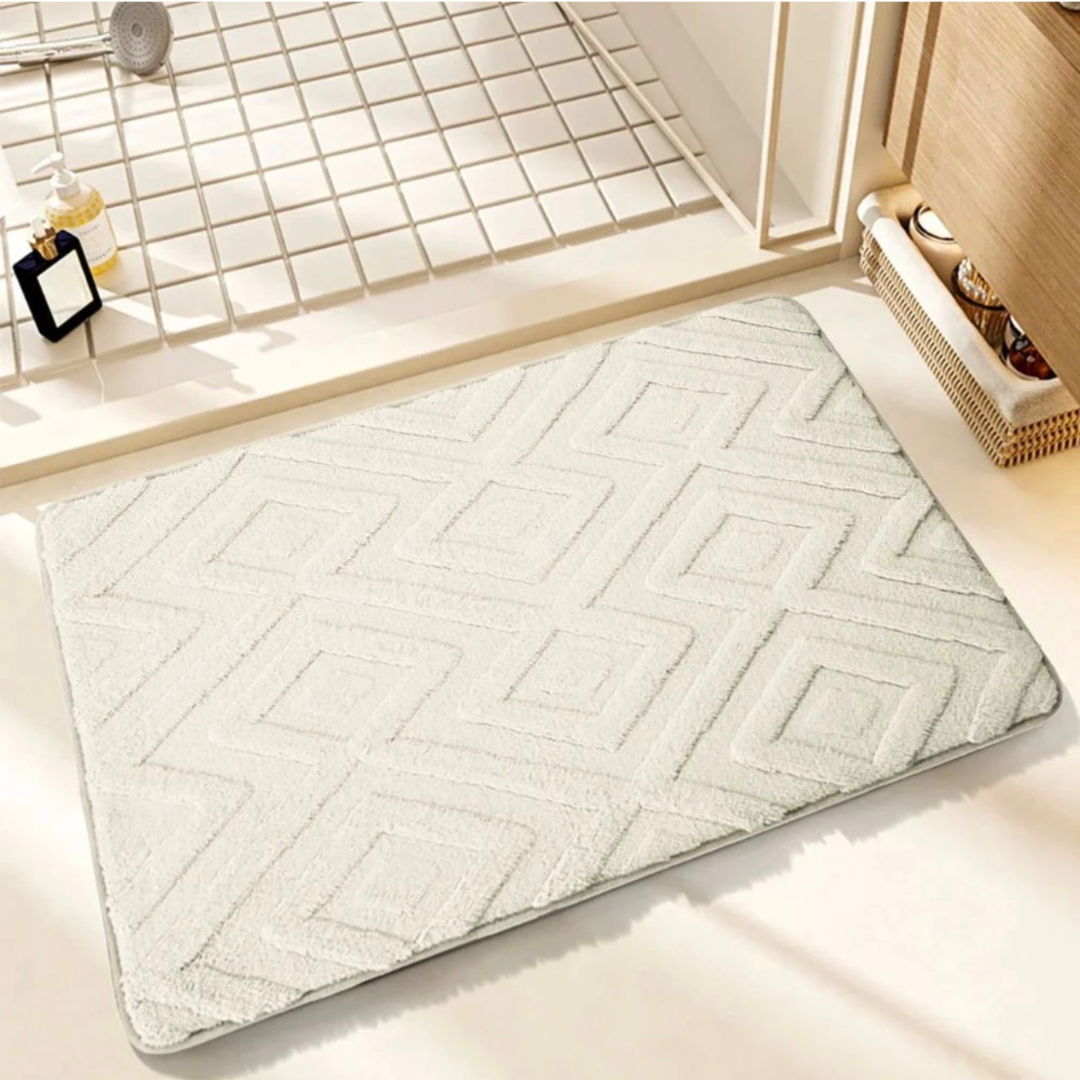 LuxeDiamond Jacquard Bath Mat – Plush, Absorbent & Non-Slip