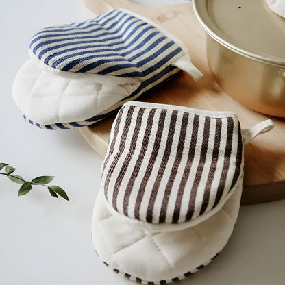 FlameGuard Striped Heat-Resistant Kitchen Mitts for Safe Cooking
